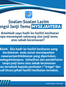 Soalan-Soalan Lazim Fungsi Janji Temu MySejahtera: Bolehkah Hadir Ke Fasiliti Kesihatan Tanpa Menempah Slot Janji Temu Atas Sebab Kecemasan?